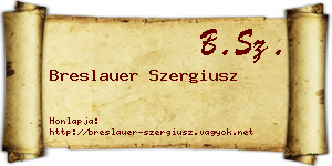 Breslauer Szergiusz névjegykártya